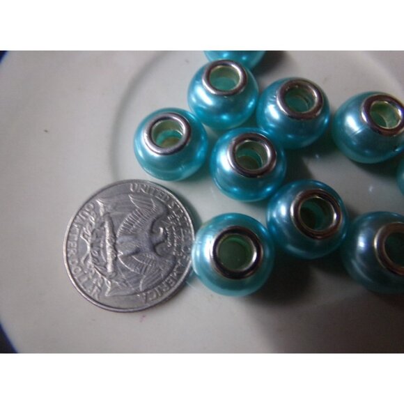 Blue Pearly Style Large Hole Beads - Picture 2 of 2